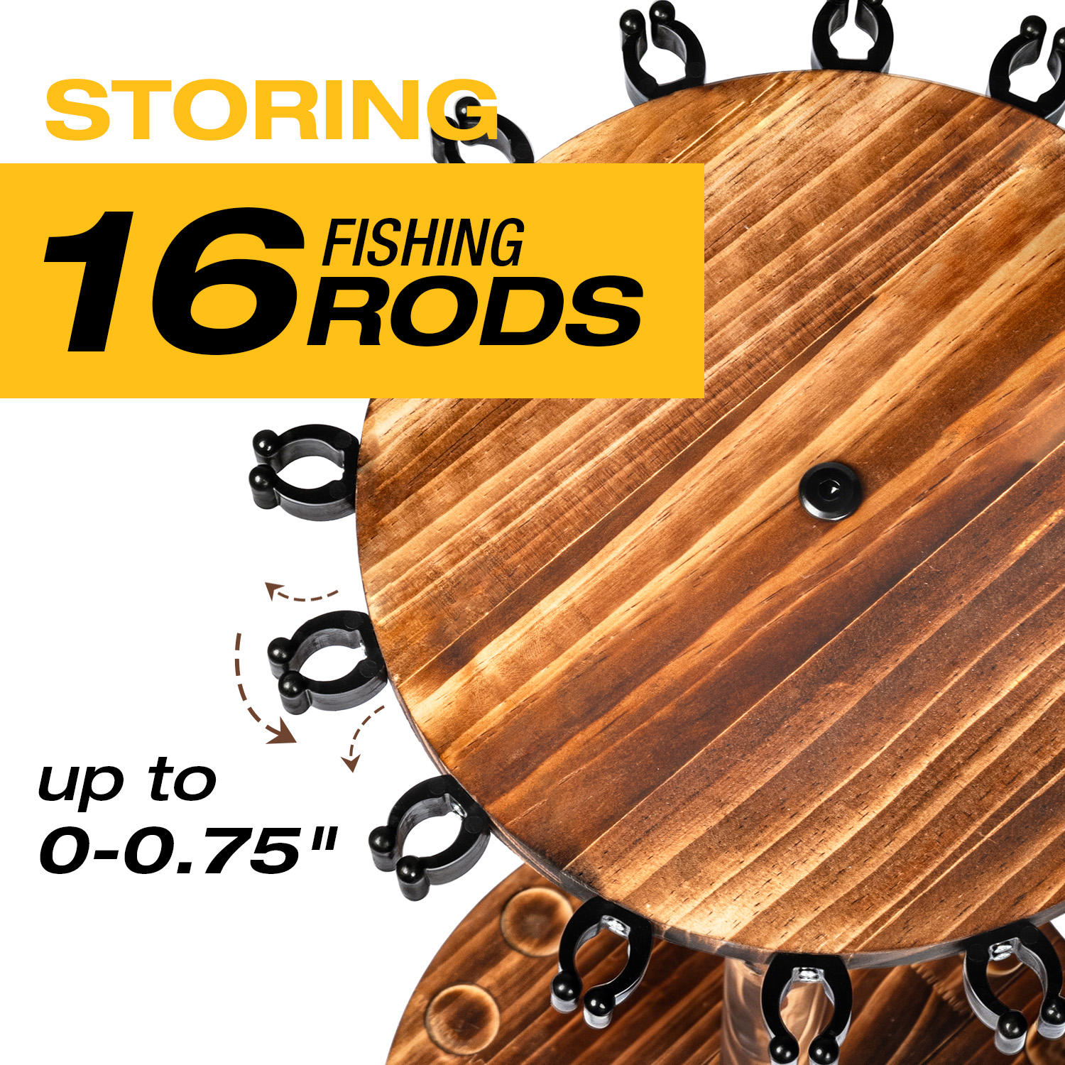 Round Carbonized Wood Fishing  - Fishing Rod Rack review and price