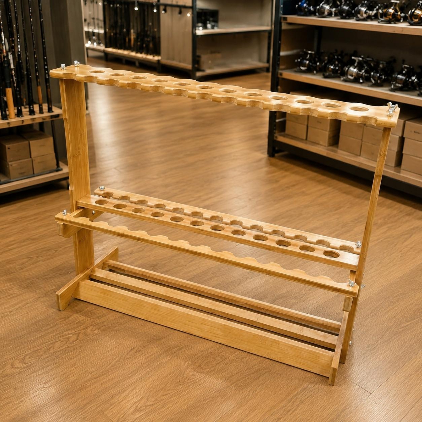 Bamboo Fishing Rod Rack Circul - Fishing Rod Rack review and price