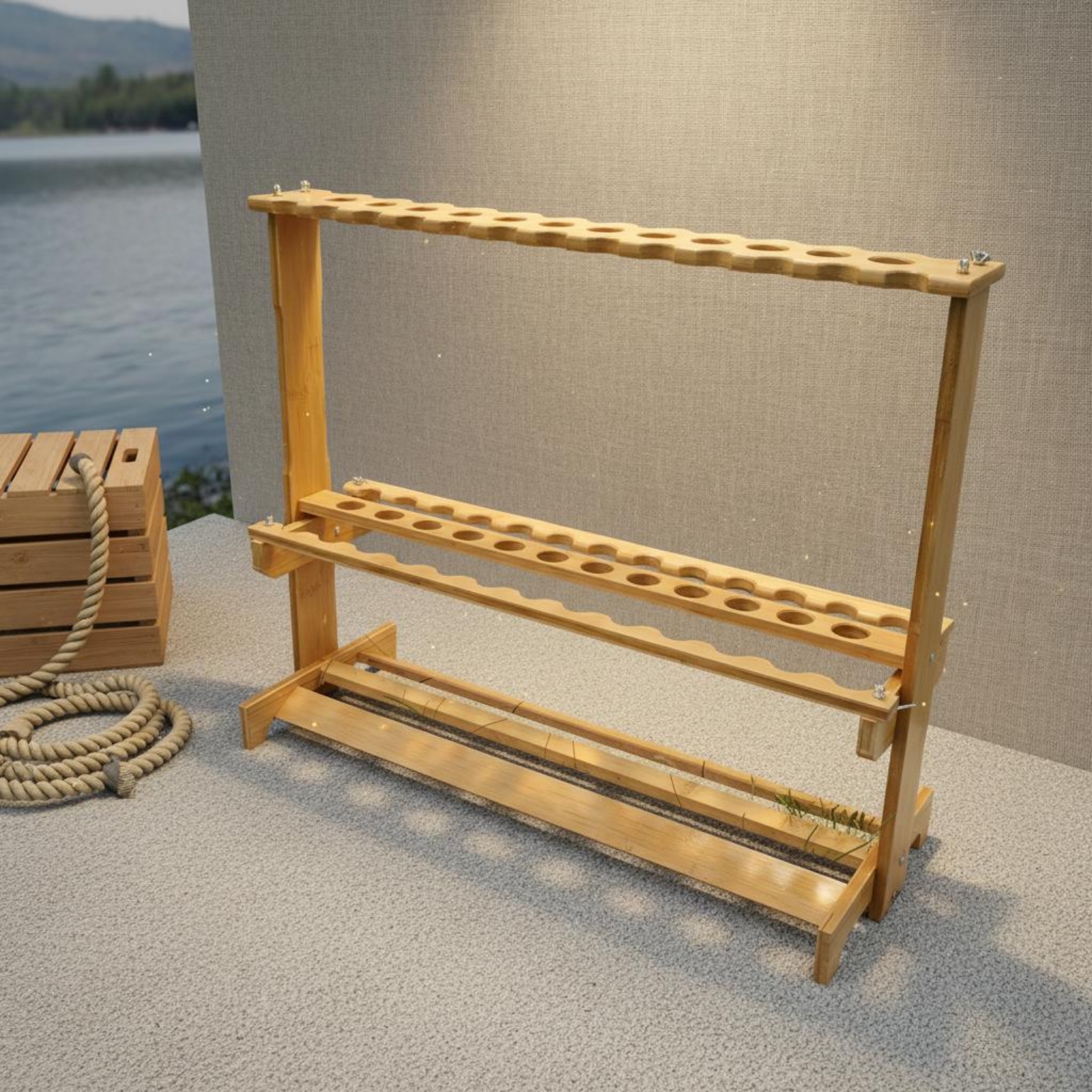 Bamboo Fishing Rod Rack Circul - Fishing Rod Rack review and price